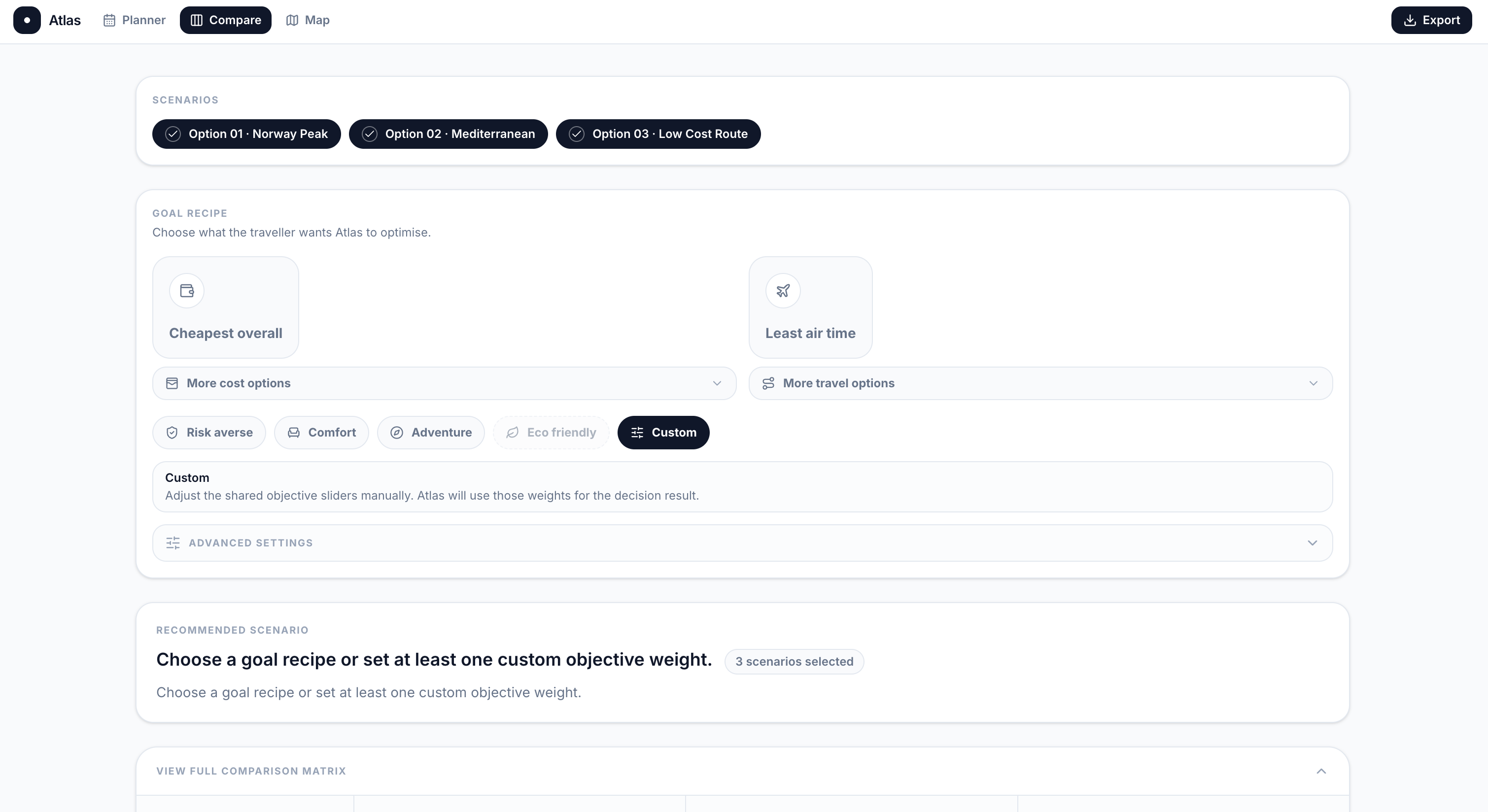 Atlas decision model interface