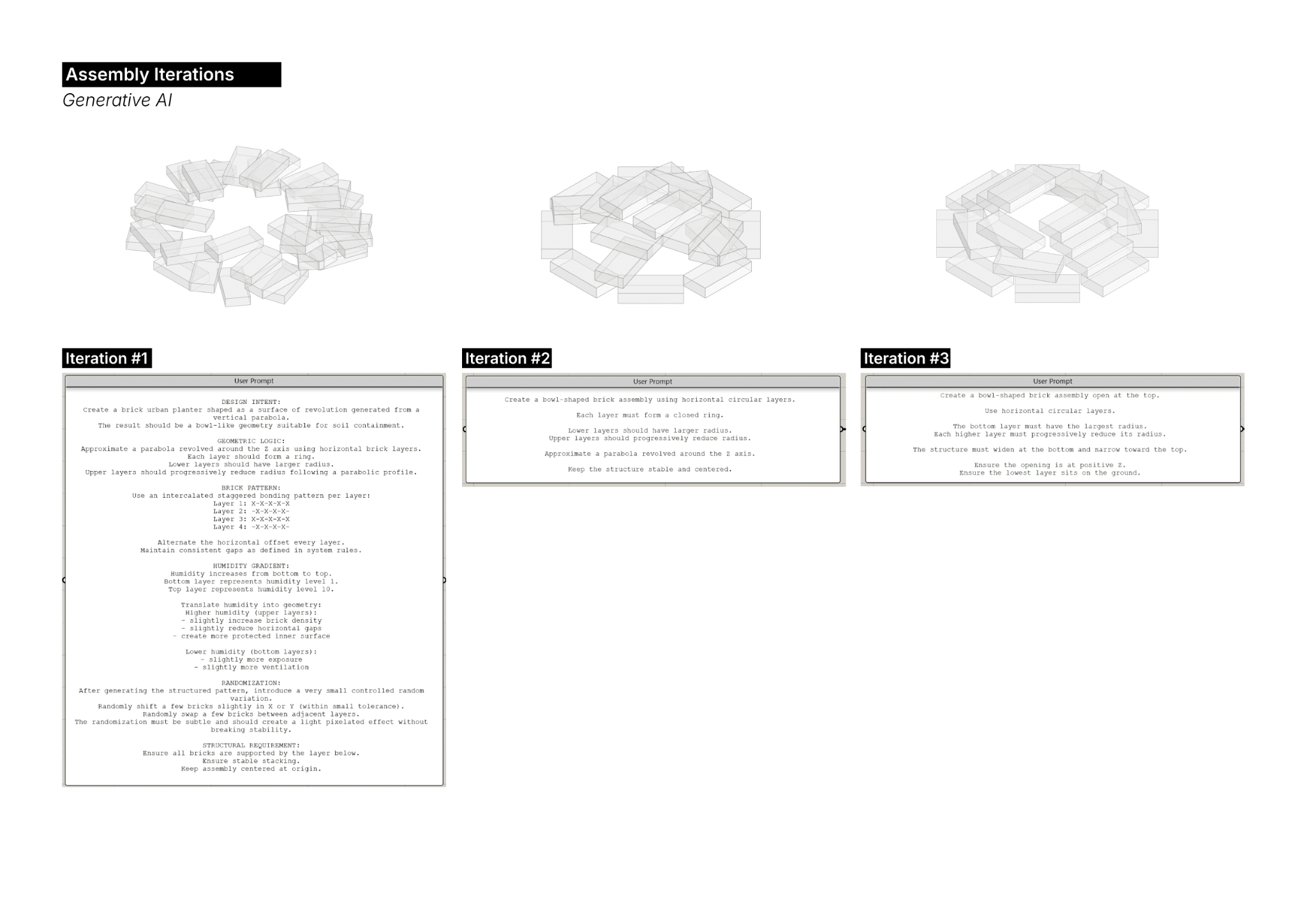 RoboBricks generative AI assembly iterations