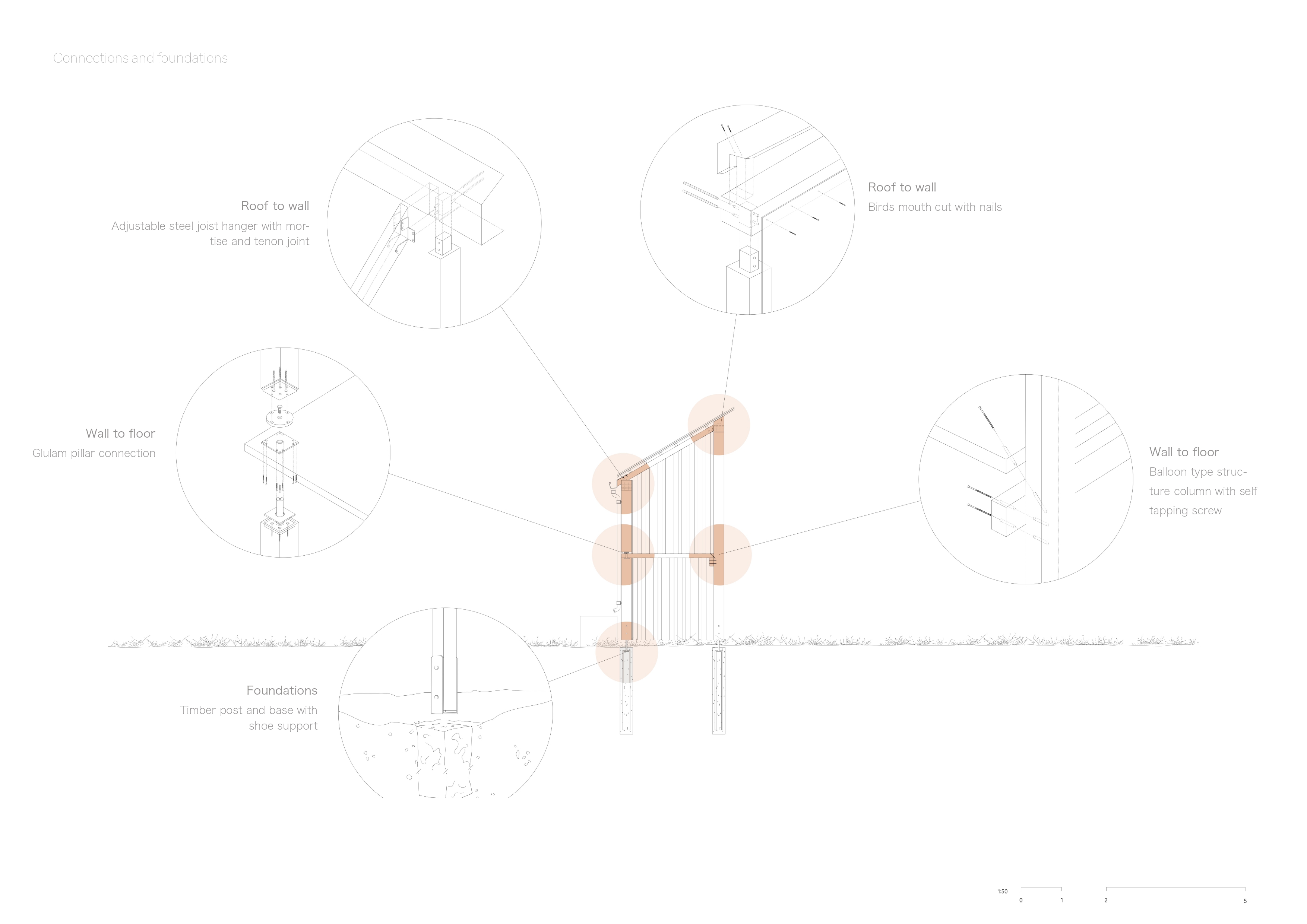 The Warren and The Nest connections and foundations drawing
